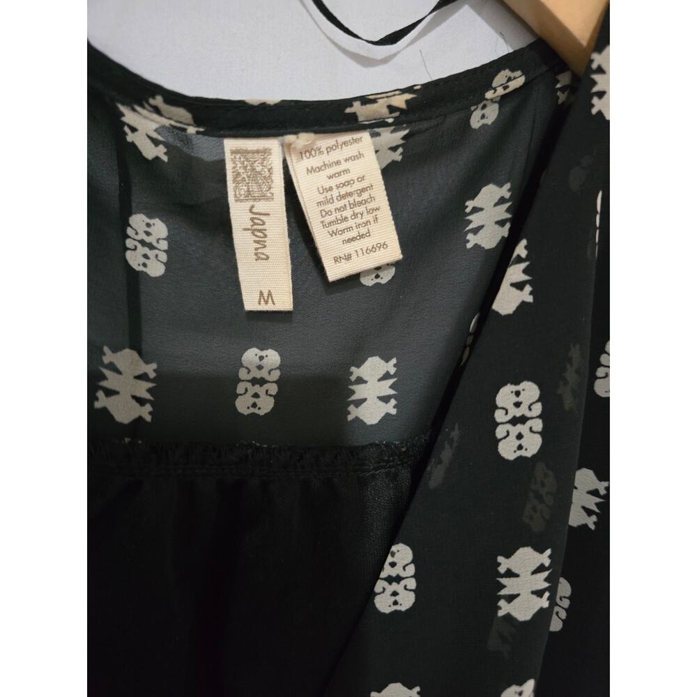 Japna Women’s Black Boho Long Sleeve Romper with Tassel Tie Waist – Size Medium - Picture 5 of 7